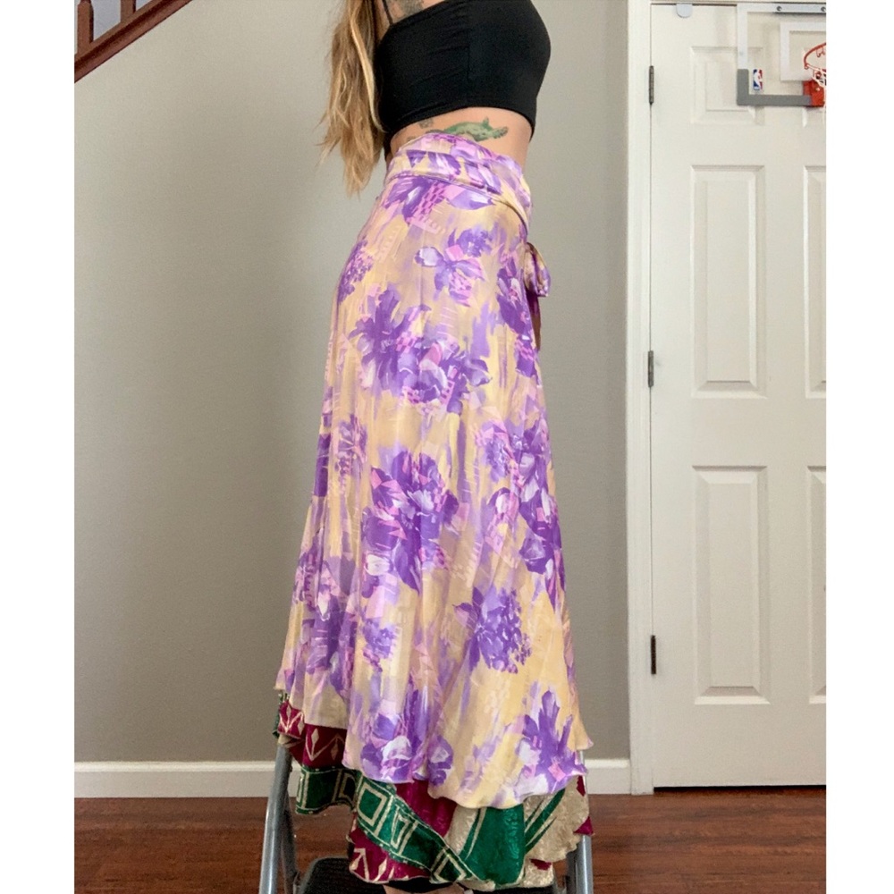 Boho Vintage Silk Wrap Around Skirt